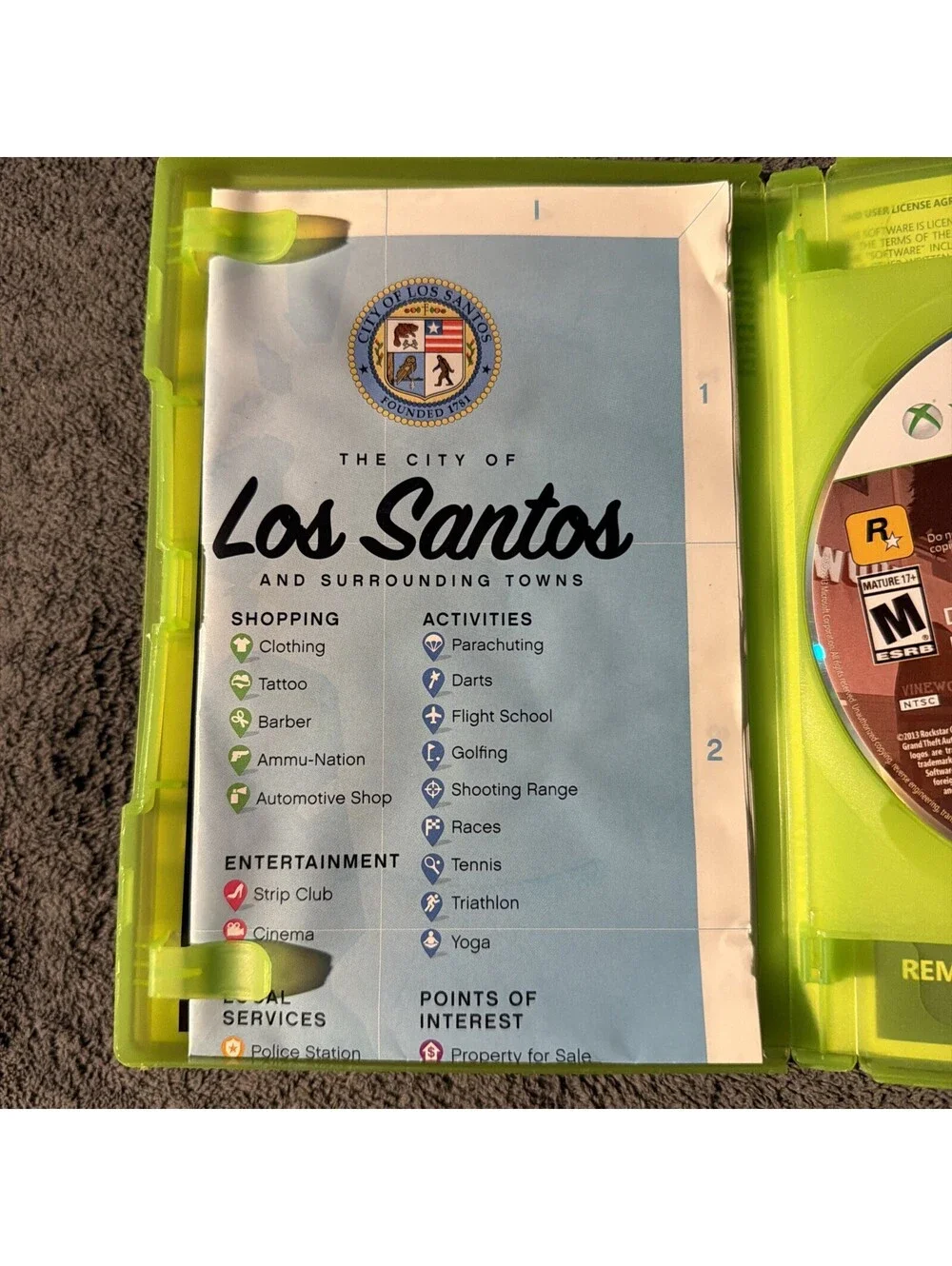 Grand Theft Auto V GTA 5 (Xbox 360) CIB Complete with MAP & Game